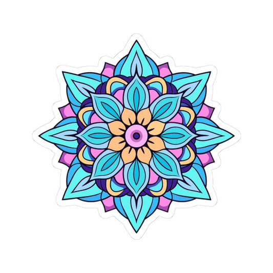 Tranquil Petals Blue Mandala Sticker | Boho Zen Vinyl Decal, Calm Energy Art