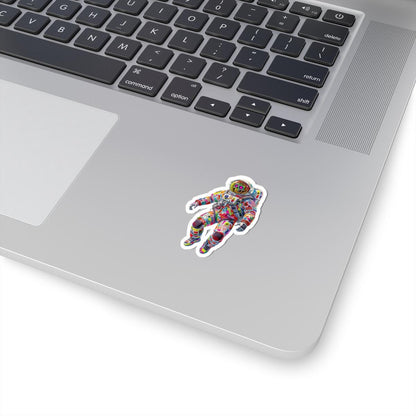 ColorFlow | Neon Skull Graffiti Astronaut Sticker | Trippy Cosmic Decal for Bold Space Lovers