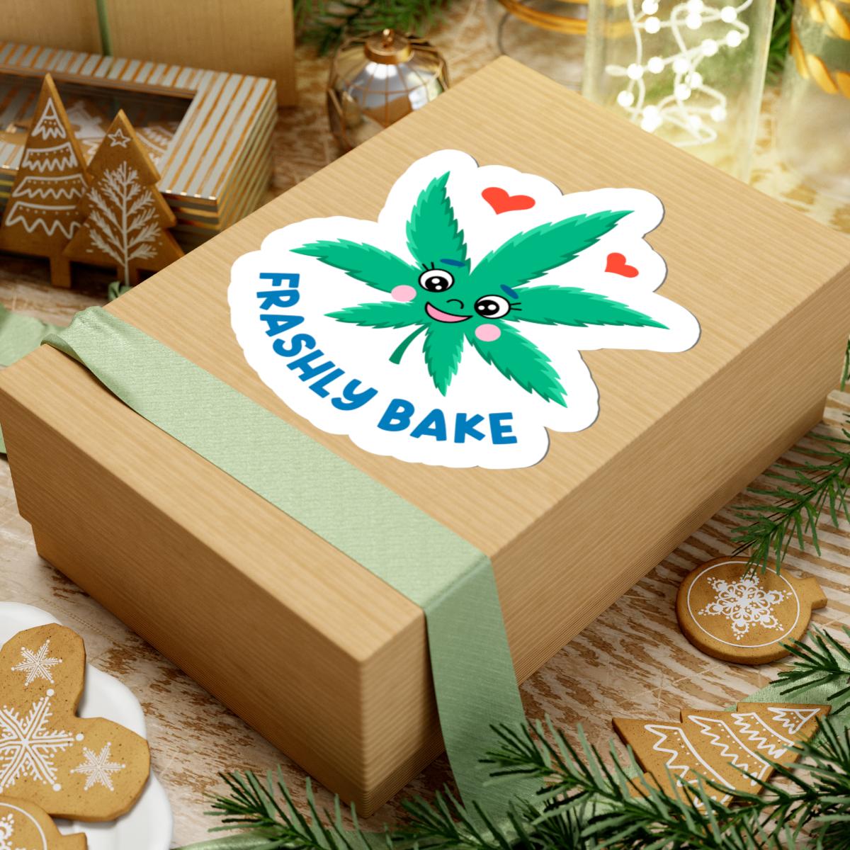 ColorFlow | Frashly Bake Cute Weed Sticker | Funny Kawaii Cannabis Leaf Decal | 420 Humor Vinyl Sticker for Laptops & Journals
