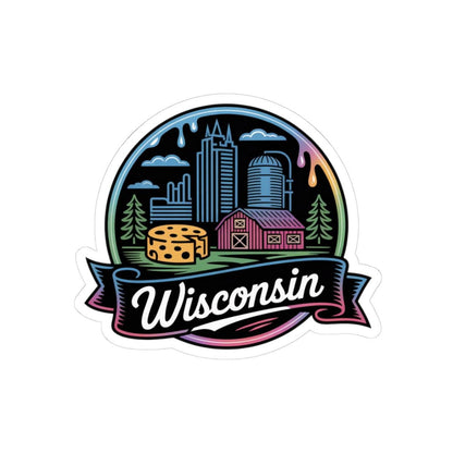 ColorFlow | Wisconsin Barn Cheese Skyline Vinyl Sticker | Dairyland Scenic Travel Art Decal