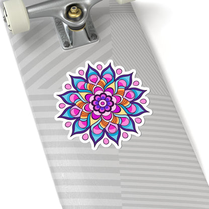 ColorFlow | Vibrant Lotus Bloom Mandala Sticker | Boho Rainbow Vinyl Decal | Sacred Flower Art