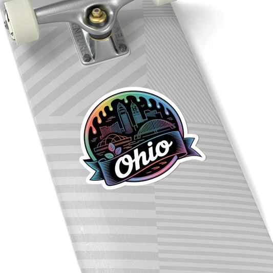 ColorFlow | Ohio City Skyline Riverfront Vinyl Sticker | Buckeye State Urban Travel Art Decal