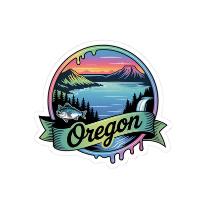 ColorFlow | Oregon Crater Lake Waterfall Vinyl Sticker | Pacific Northwest Scenic Travel Art Decal