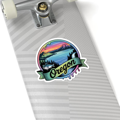 ColorFlow | Oregon Crater Lake Waterfall Vinyl Sticker | Pacific Northwest Scenic Travel Art Decal