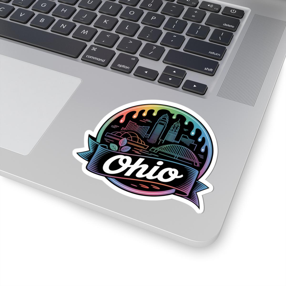 ColorFlow | Ohio City Skyline Riverfront Vinyl Sticker | Buckeye State Urban Travel Art Decal