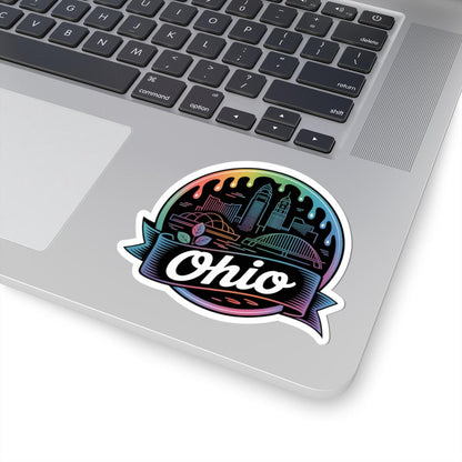 ColorFlow | Ohio City Skyline Riverfront Vinyl Sticker | Buckeye State Urban Travel Art Decal