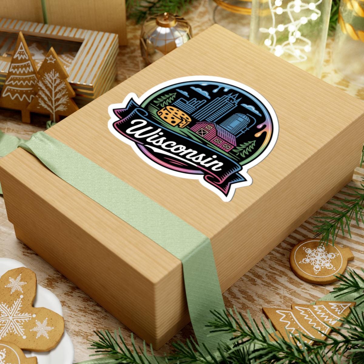 ColorFlow | Wisconsin Barn Cheese Skyline Vinyl Sticker | Dairyland Scenic Travel Art Decal