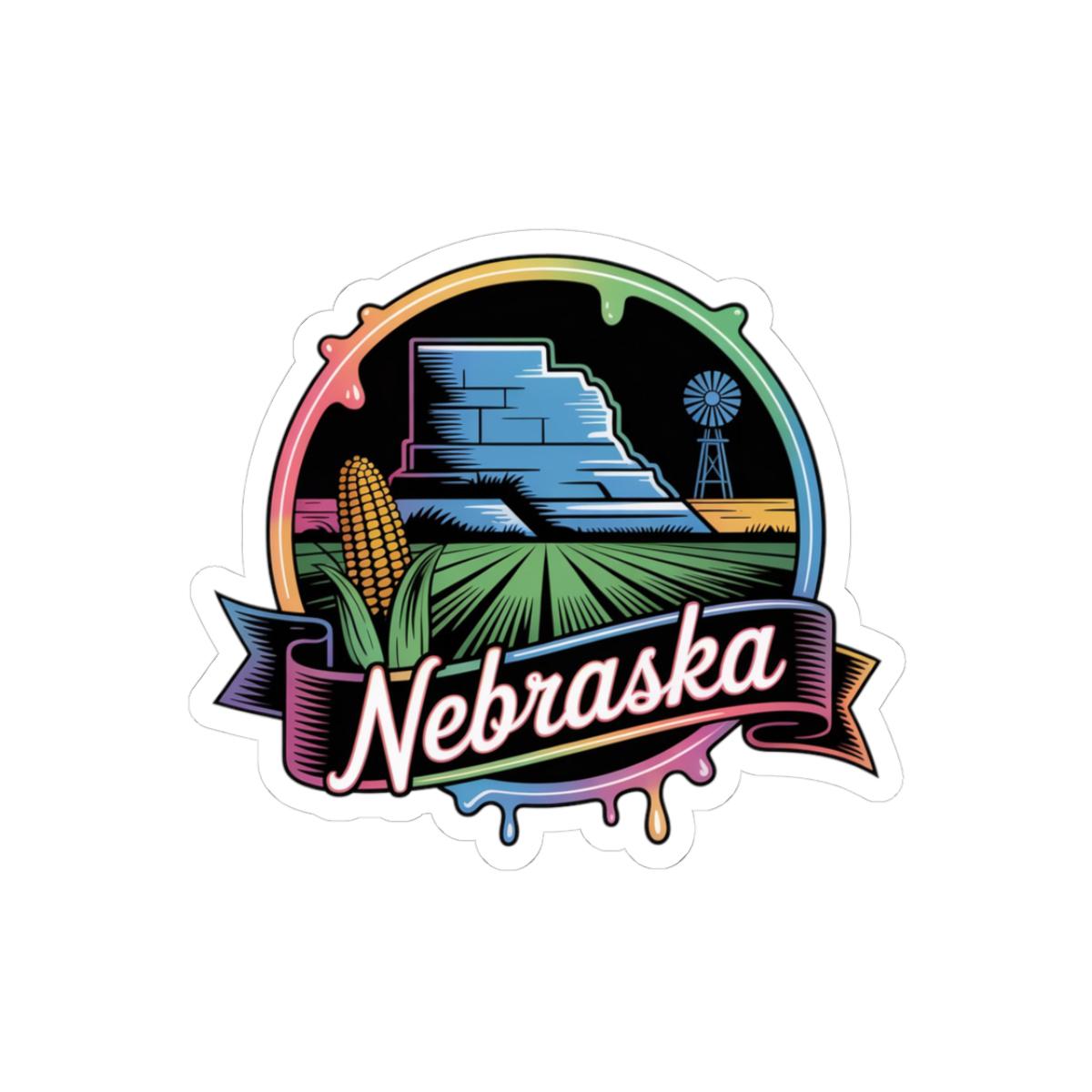 ColorFlow | Nebraska Chimney Rock Prairie Vinyl Sticker | Cornhusker State Scenic Travel Art Decal