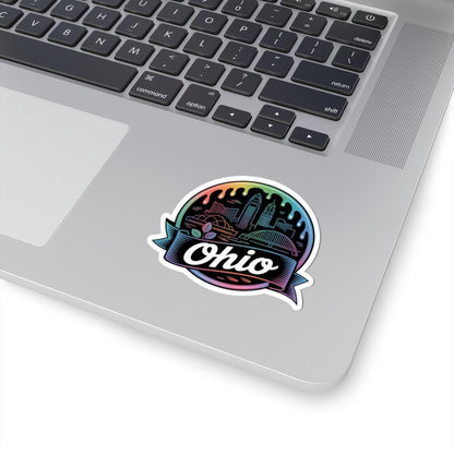 ColorFlow | Ohio City Skyline Riverfront Vinyl Sticker | Buckeye State Urban Travel Art Decal