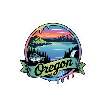 ColorFlow | Oregon Crater Lake Waterfall Vinyl Sticker | Pacific Northwest Scenic Travel Art Decal