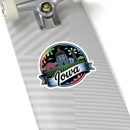 ColorFlow | Iowa Capitol Barn Farmland Vinyl Sticker | Heartland Prairie Scenic Travel Art Decal