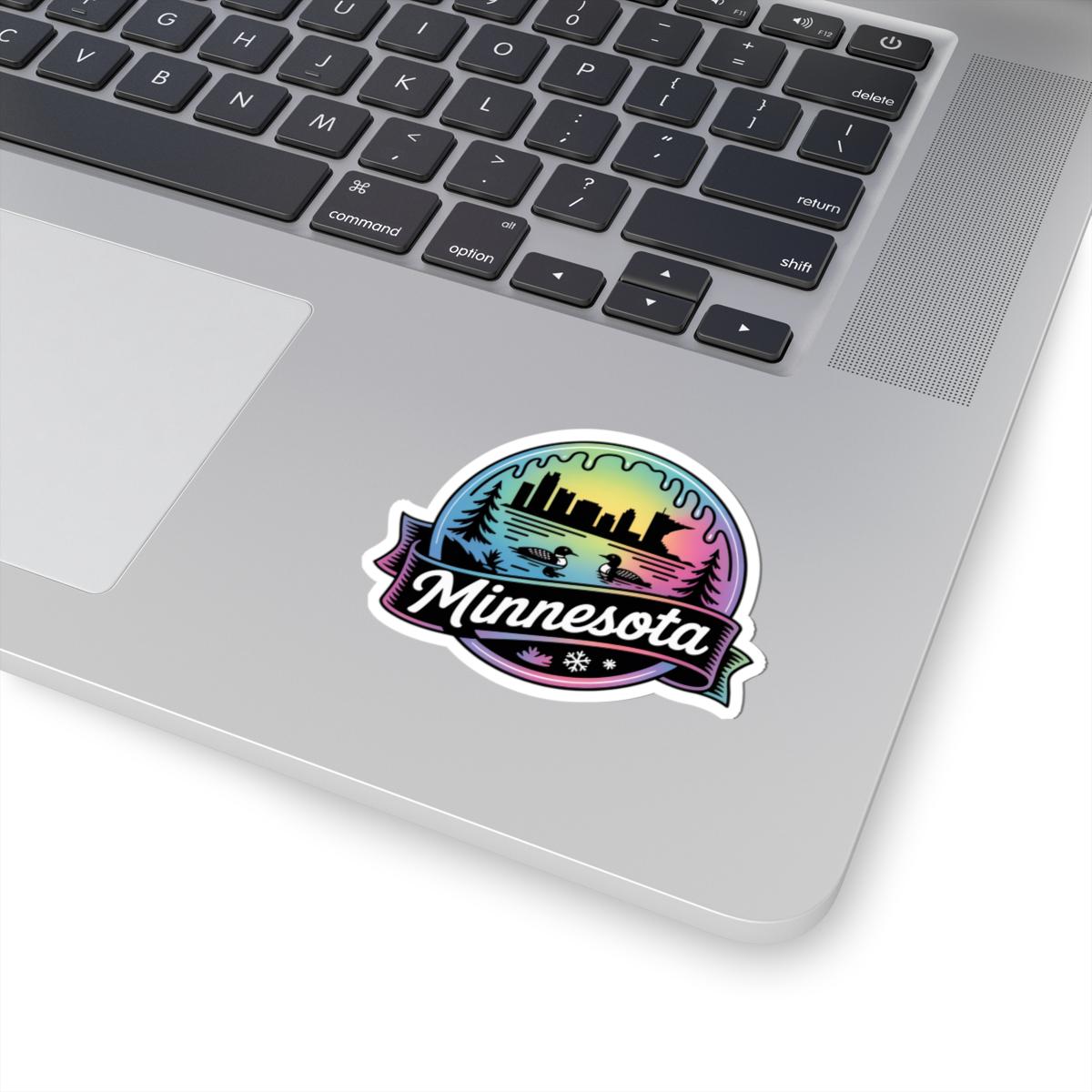 ColorFlow | Minnesota Lake Loon Skyline Vinyl Sticker | North Star State Scenic Travel Art Decal