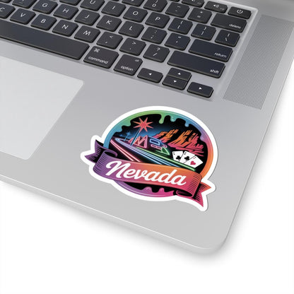 ColorFlow | Nevada Desert Neon Skyline Vinyl Sticker | Silver State Retro Travel Art Decal