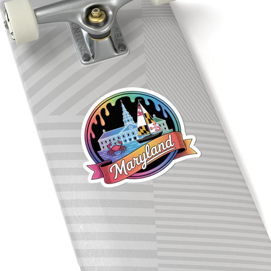 ColorFlow | Maryland Chesapeake Bay Sailboat Vinyl Sticker | Coastal Heritage Travel Art Decal