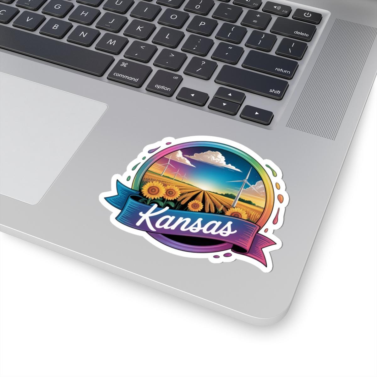 ColorFlow | Kansas Sunflower Prairie Windmill Vinyl Sticker | Midwest Farm Sunset Travel Art Decal