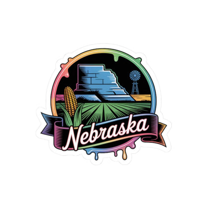 ColorFlow | Nebraska Chimney Rock Prairie Vinyl Sticker | Cornhusker State Scenic Travel Art Decal