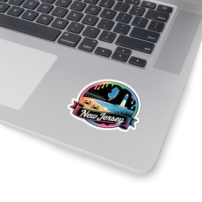 ColorFlow | New Jersey Lighthouse Beach Vinyl Sticker | Garden State Coastal Travel Art Decal