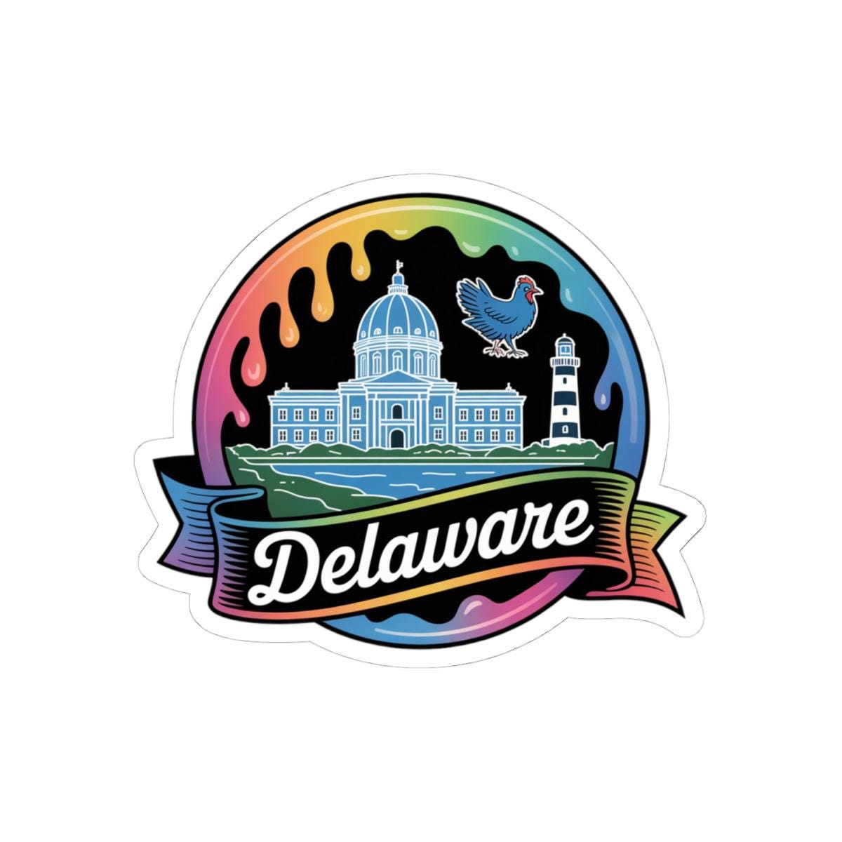 ColorFlow | Delaware Historic Capitol Coastal Vinyl Sticker | First State Landmark Travel Art Decal
