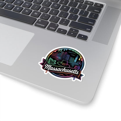 ColorFlow | Massachusetts Boston Skyline Harbor Vinyl Sticker | New England City Travel Art Decal