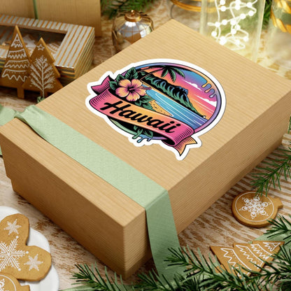 ColorFlow | Hawaii Tropical Beach Sunset Vinyl Sticker | Island Paradise Ocean Travel Art Decal