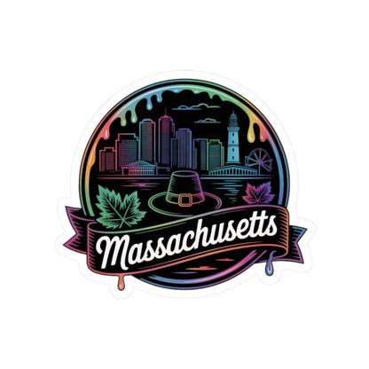 ColorFlow | Massachusetts Boston Skyline Harbor Vinyl Sticker | New England City Travel Art Decal