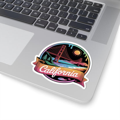 ColorFlow | California Golden Gate Sunset Vinyl Sticker | West Coast Coastal Travel Art Decal