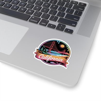 ColorFlow | California Golden Gate Sunset Vinyl Sticker | West Coast Coastal Travel Art Decal