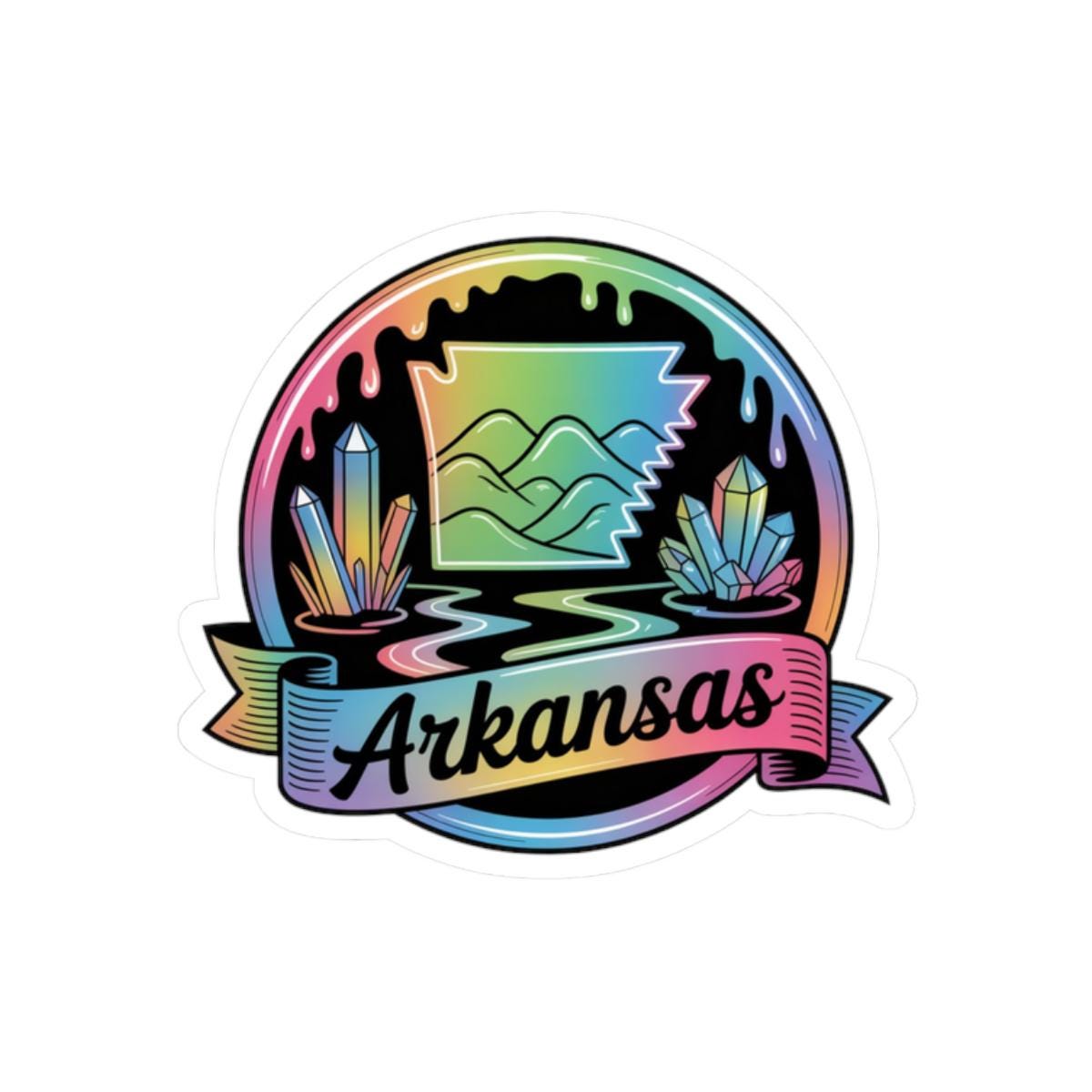 ColorFlow | Arkansas Crystal Mountain Scenic Vinyl Sticker | Natural State Travel Art Decal