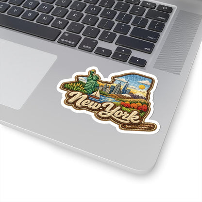 New York Skyline Sticker | Liberty Harbor Scenic Art Vinyl Decal