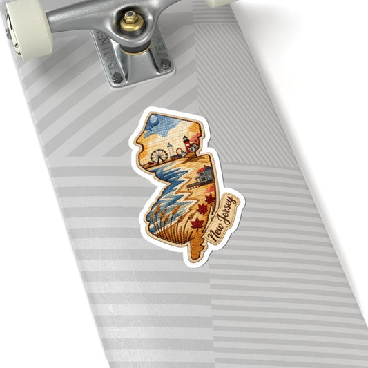 ColorFlow | New Jersey Coastal Story Vinyl Sticker | Boardwalk Lighthouse Shoreline Art Design
