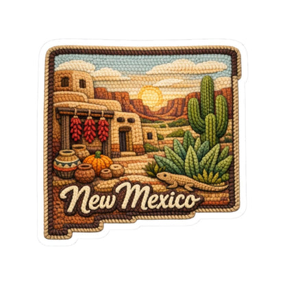 ColorFlow | New Mexico Desert Traditions Vinyl Sticker | Adobe Pueblo Sunrise and Southwest Canyon Art