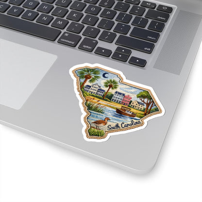 ColorFlow | South Carolina Lowcountry Scene Vinyl Sticker | Coastal Homes Palms and Marshland Artwork