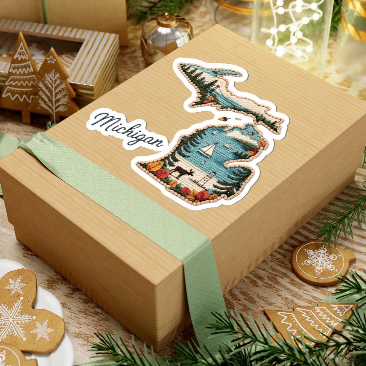 Michigan Lakes Vinyl Sticker | Sailboats, Forest, Wildlife Art (Waterproof)