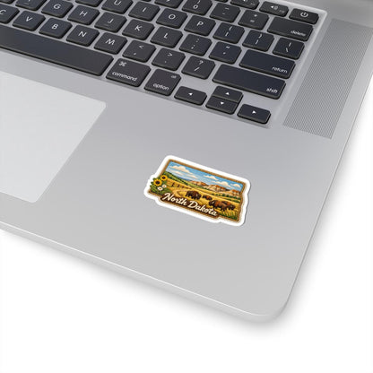 ColorFlow | North Dakota Prairie Spirit Vinyl Sticker | Open Plains Bison Fields and Badlands Horizon Art