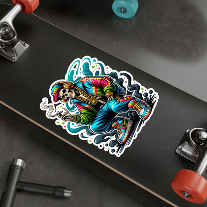 ColorFlow | Hip Hop Stoner Skeleton Vinyl Sticker | Urban Art Waterproof Decal | Glossy Matte Holographic | 6 Sizes