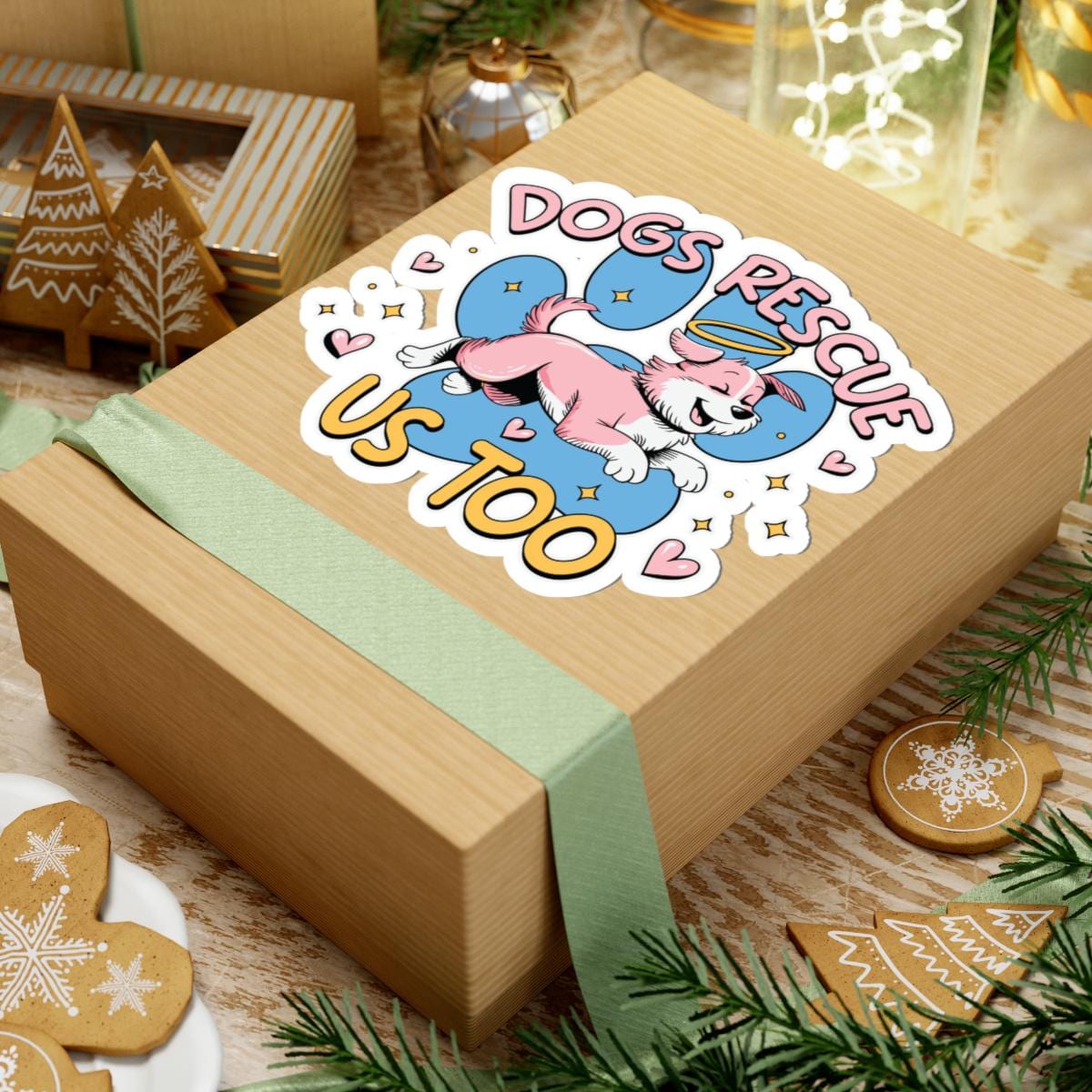ColorFlow | Dogs Rescue Us Too Vinyl Sticker | Waterproof Art Sticker | Rescue Dog Decal | Sticker Pack | Cute Dog Stickers