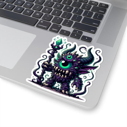 ColorFlow | Purple Cyclops Sorcerer Monster Vinyl Sticker | Fantasy Art Decal | Unique Magic Collectible | Gift Idea