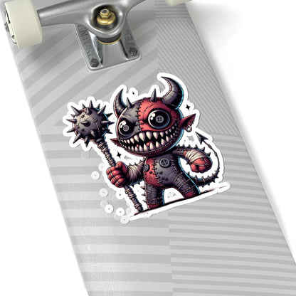 ColorFlow | Stitched Demon Plushie Monster Vinyl Sticker | Creepy Cute Art Decal | Unique Collectible | Fun Gift for All Ages