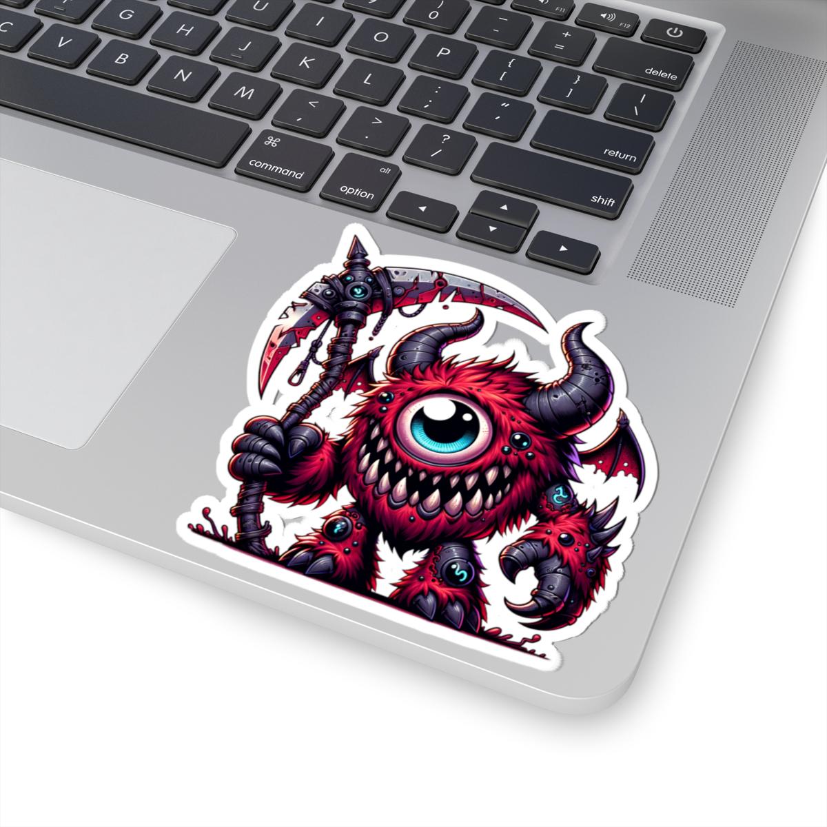 ColorFlow | Red Cyclops Demon Monster Vinyl Sticker | Furry Fantasy Art Decal | Unique Collectible | Cool Monster Gift