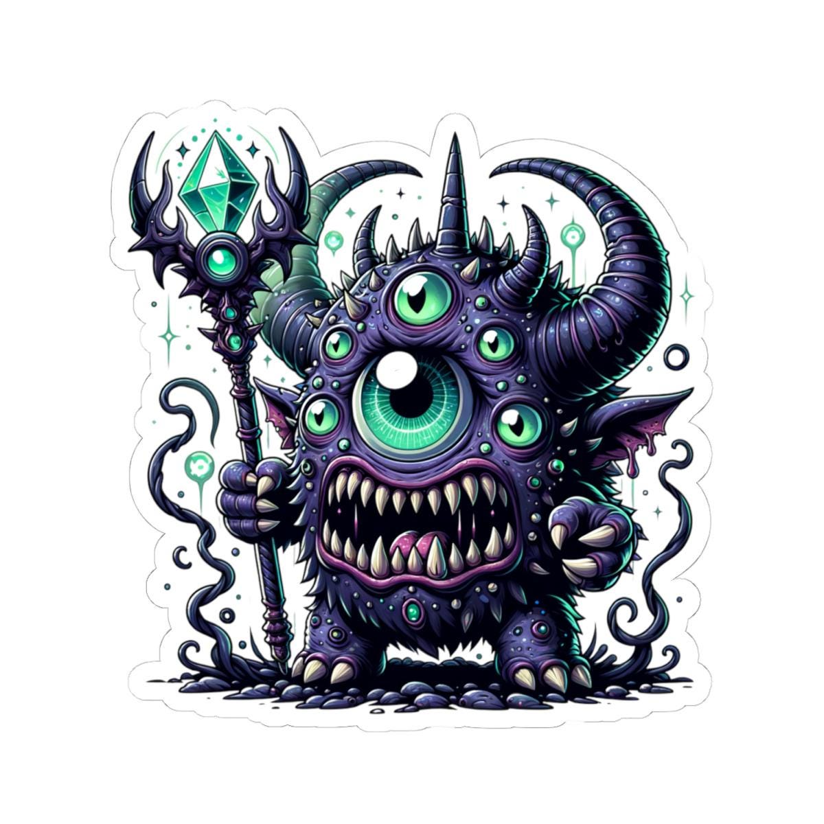 ColorFlow Multi-Eyed Cyclops Monster Vinyl Sticker | Fantasy Art Decal, Magic Creature