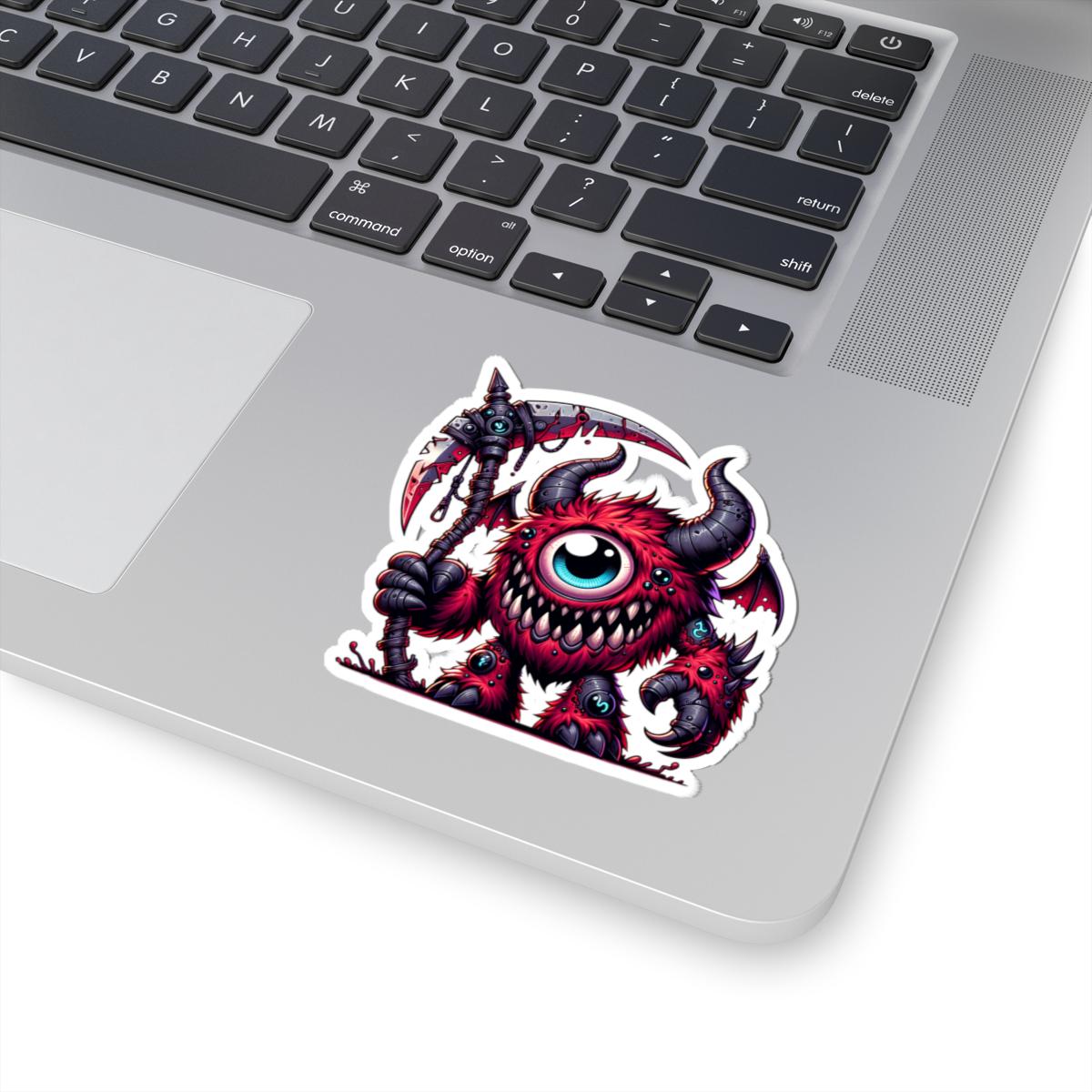 ColorFlow | Red Cyclops Demon Monster Vinyl Sticker | Furry Fantasy Art Decal | Unique Collectible | Cool Monster Gift