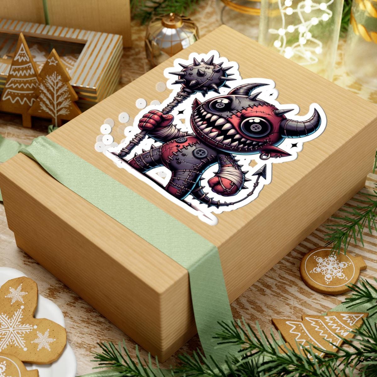 ColorFlow | Stitched Demon Plushie Monster Vinyl Sticker | Creepy Cute Art Decal | Unique Collectible | Fun Gift for All Ages