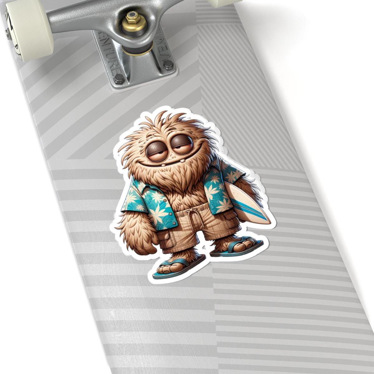 Surfer Monster Sticker | Hawaiian Beach Vibes Character Art (Kiss Cut)