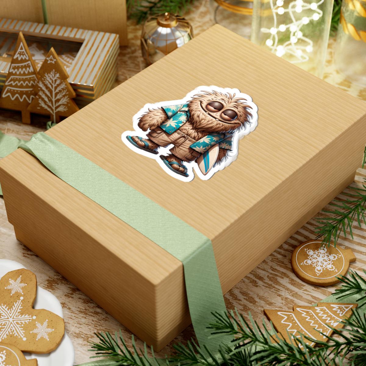 Surfer Monster Sticker | Hawaiian Beach Vibes Character Art (Kiss Cut)