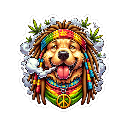 Rasta Golden Retriever Sticker | Waterproof Glossy Vinyl Decal (Kiss Cut)