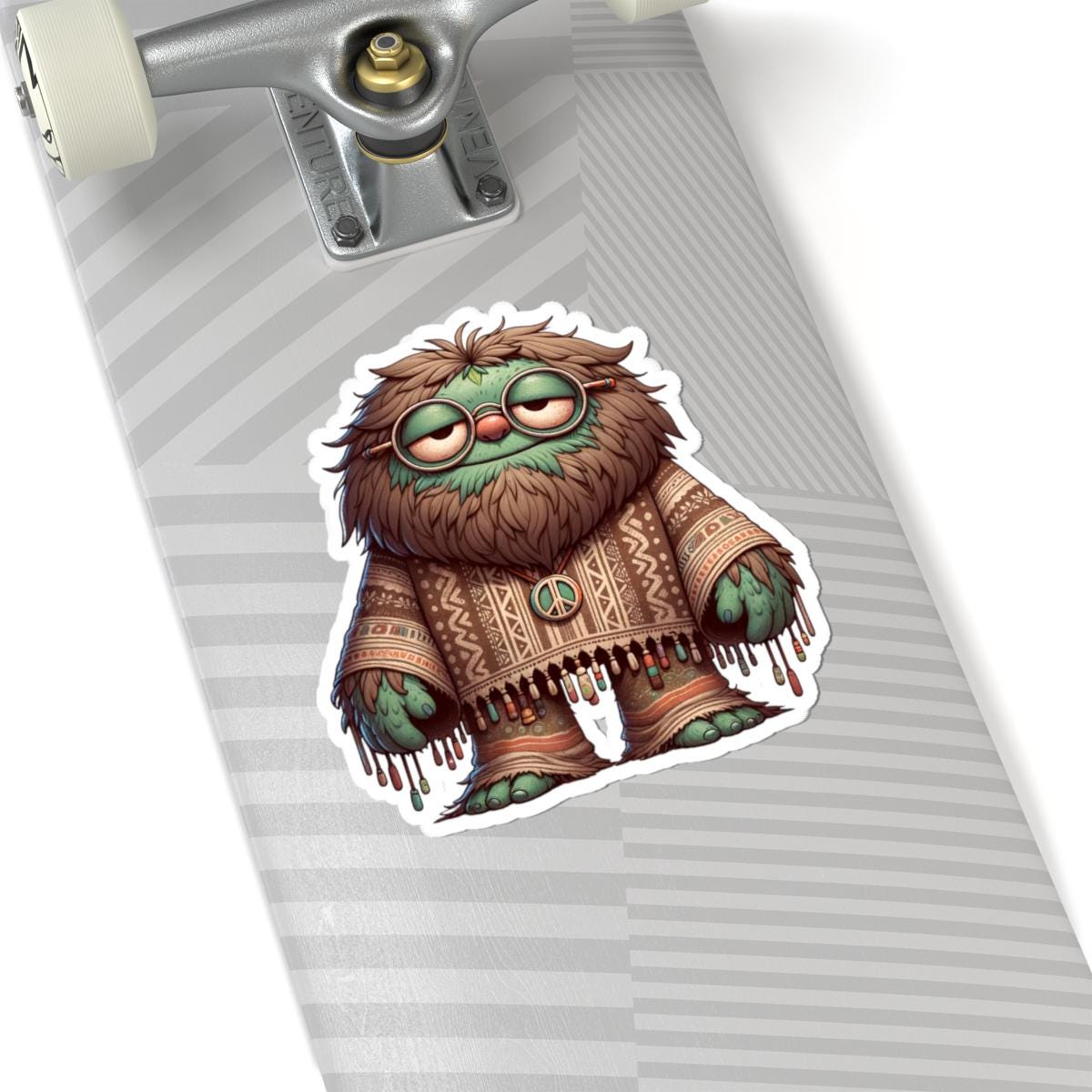 ColorFlow | Hippie Peace Monster Kiss Cut Sticker Boho Retro Character Art for Laptops Water Bottles Journals and More