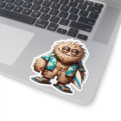 Surfer Monster Sticker | Hawaiian Beach Vibes Character Art (Kiss Cut)