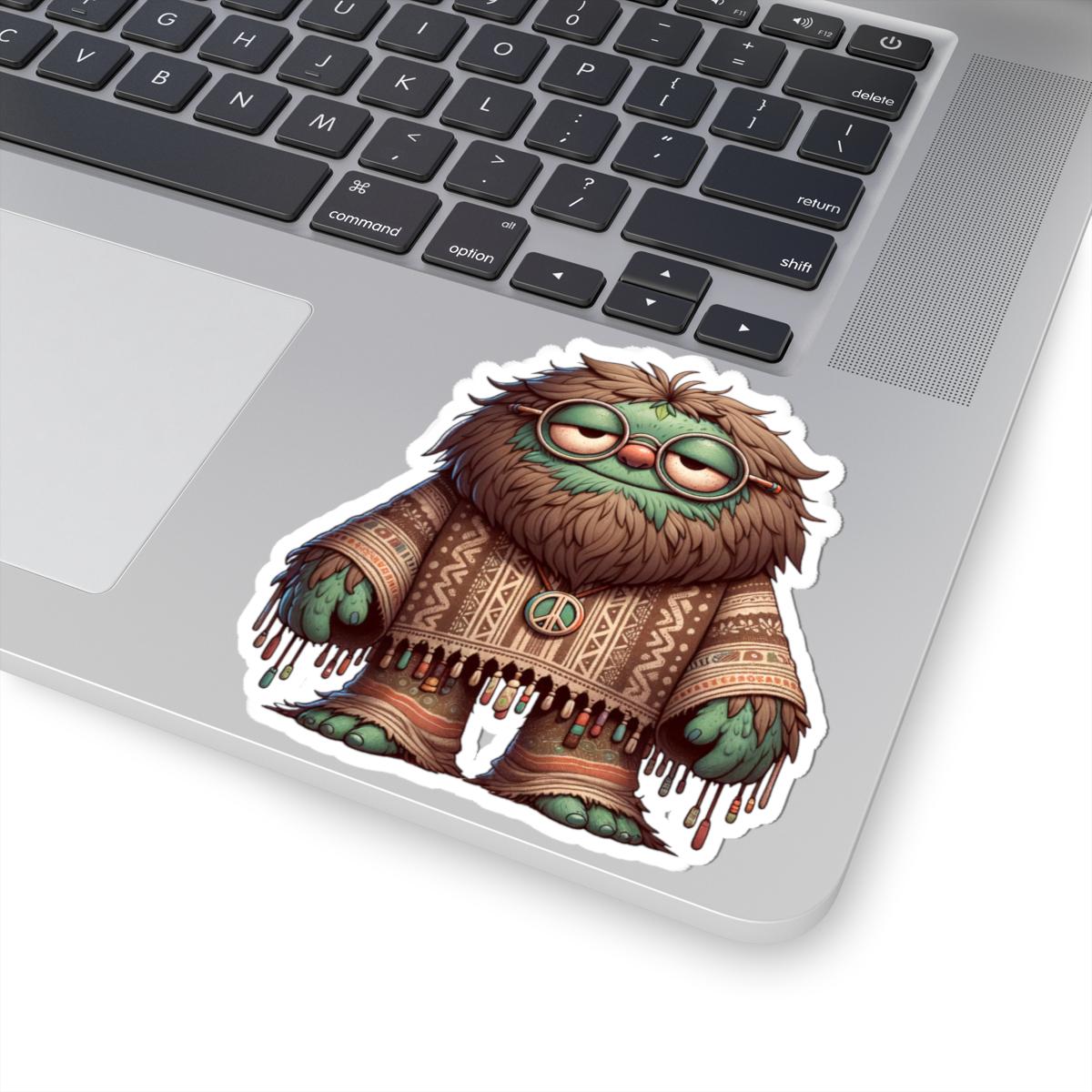 ColorFlow | Hippie Peace Monster Kiss Cut Sticker Boho Retro Character Art for Laptops Water Bottles Journals and More