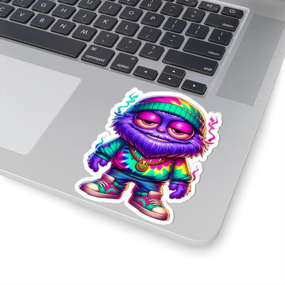 ColorFlow | Tie Dye Hoodie Furry Monster Sticker | Waterproof Vinyl Decal For Chill Vibes Retro Streetwear Art Lovers