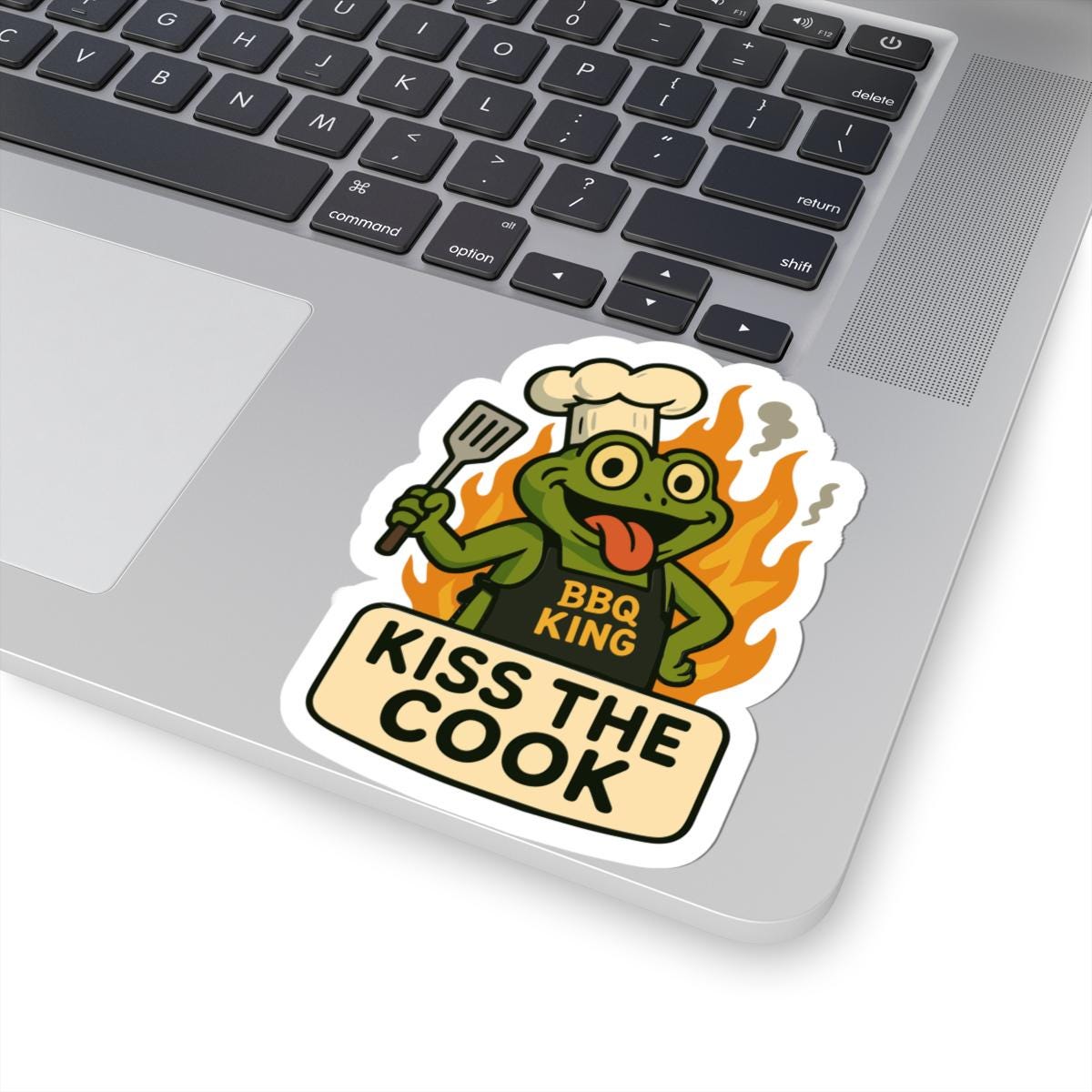 ColorFlow | Kiss The Cook Frog BBQ Sticker | Waterproof Vinyl Decal For Grill Masters And Summer Outdoor Cooking Fun